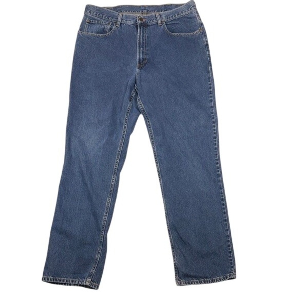 LL Bean Mens Straight Leg Blue Denim Jeans 100% Cotton 38x34 Medium Wash 0AAJ4